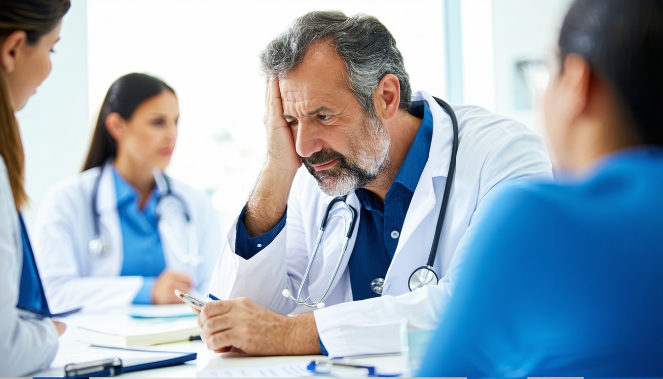 A stressed physician finding relief with financial
